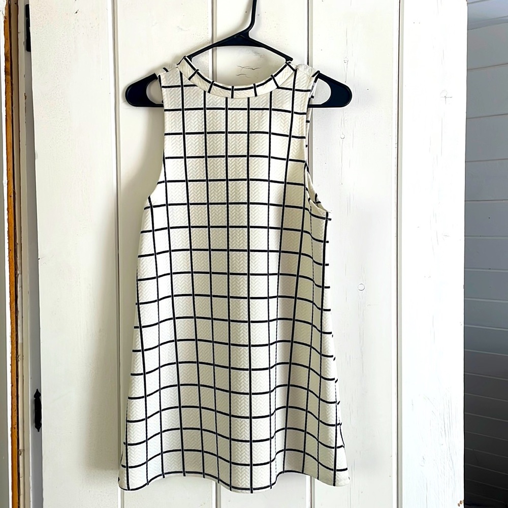 White & Black High Neck Shift dress